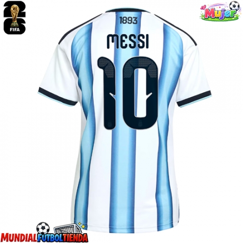 Camiseta Argentina Lionel Messi #10 Primera Equipación Replica Mundial 2026 para mujer mangas cortas